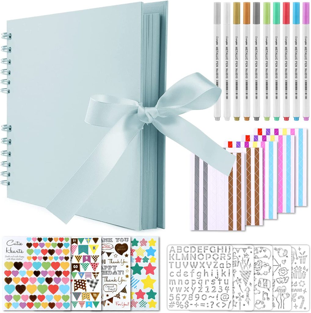 Gotideal 80 Pages Scrapbook Album with 10 Metallic Markers